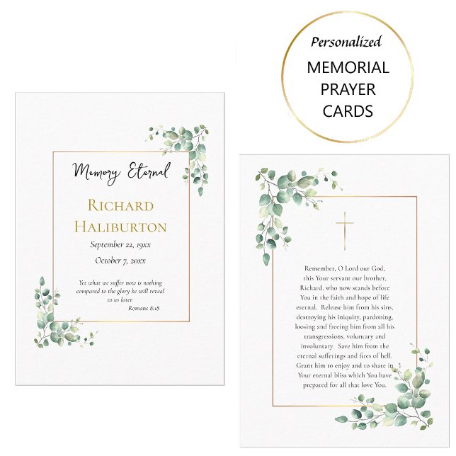 Placement Elégante carte de prière funéraire orthodoxe verte (Créateur téléchargé)