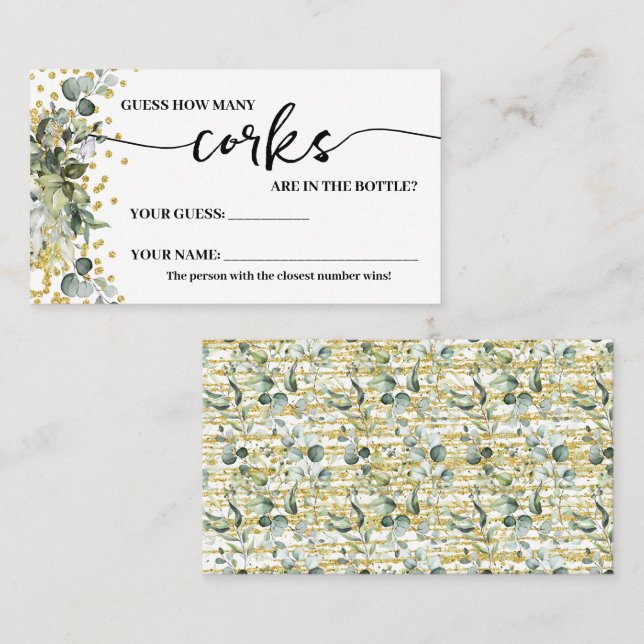 Placement Eucalyptus Gold Combien de Corks Douche Carte de j (Devant / Derrière)