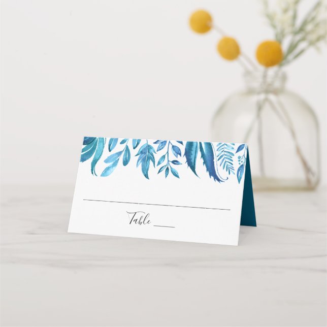 Placement Feuilles d'indigo | Carte de table de mariage pers (Devant)