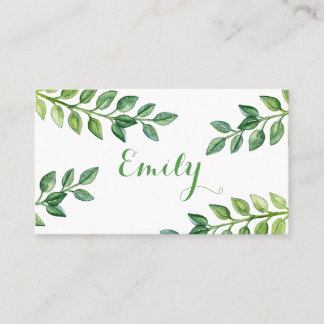 Placement Feuilles verts romantiques - Carte de nom