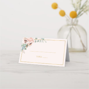 Placement Fleur de Blush Élégant   Carte de Repas Pliée Past