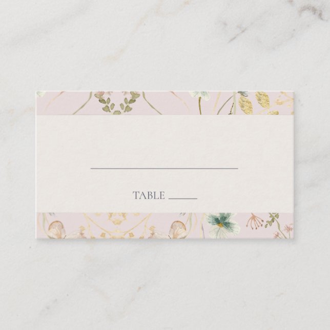 Placement Fleur sauvage de printemps | Carte de Mariage plat (Devant)