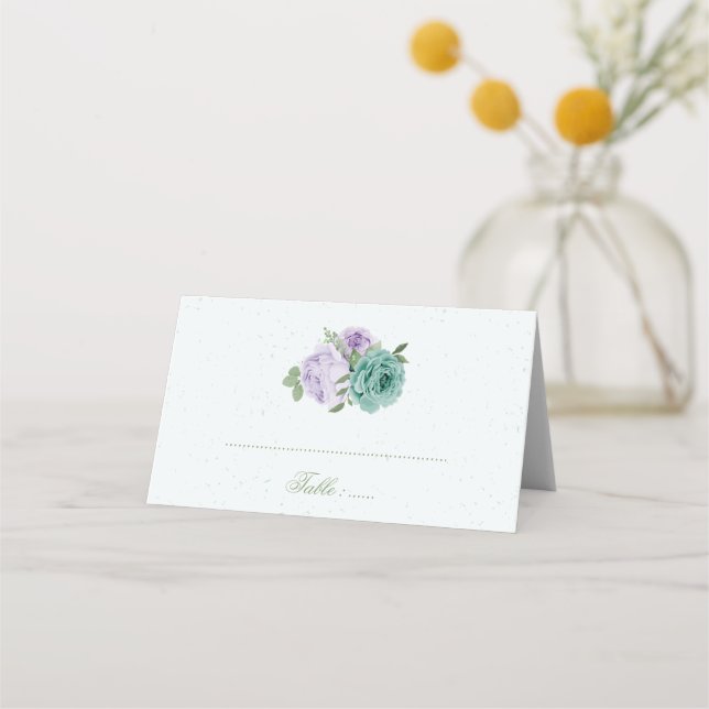 Placement fleurs violettes bleues verdure botanique carte de (Devant)