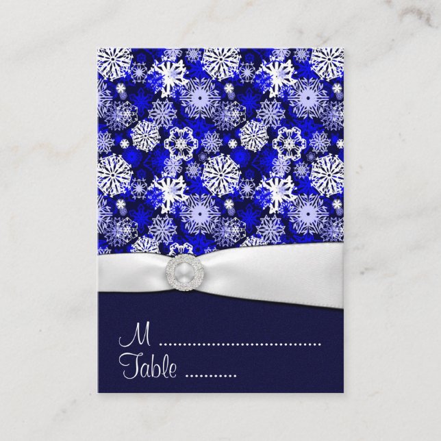 Placement Flocon de neige d'hiver Réception de mariage Carte (Devant)