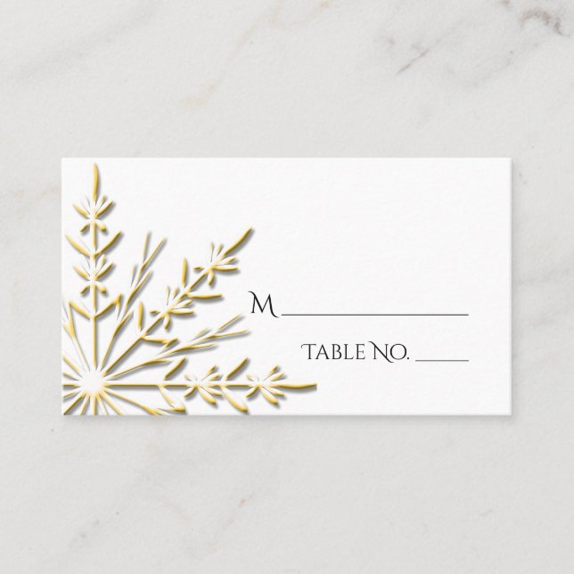Placement Flocon de neige doré sur carte de table de mariage (Devant)