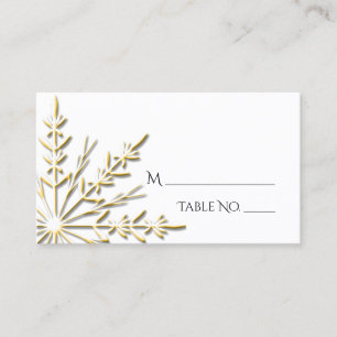 Placement Flocon de neige doré sur carte de table de mariage