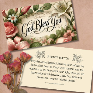 PLACEMENT FLORAL DIEU VOUS BÉNÉFICIE DE PRIÈRE CARTE SAINTE