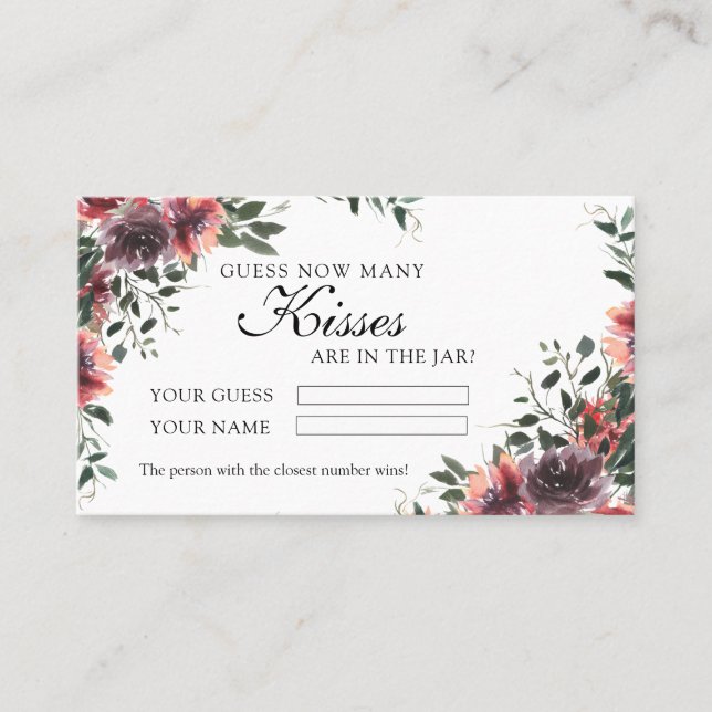 Placement Floral Mariage Combien de baisers Douche Carte de  (Devant)