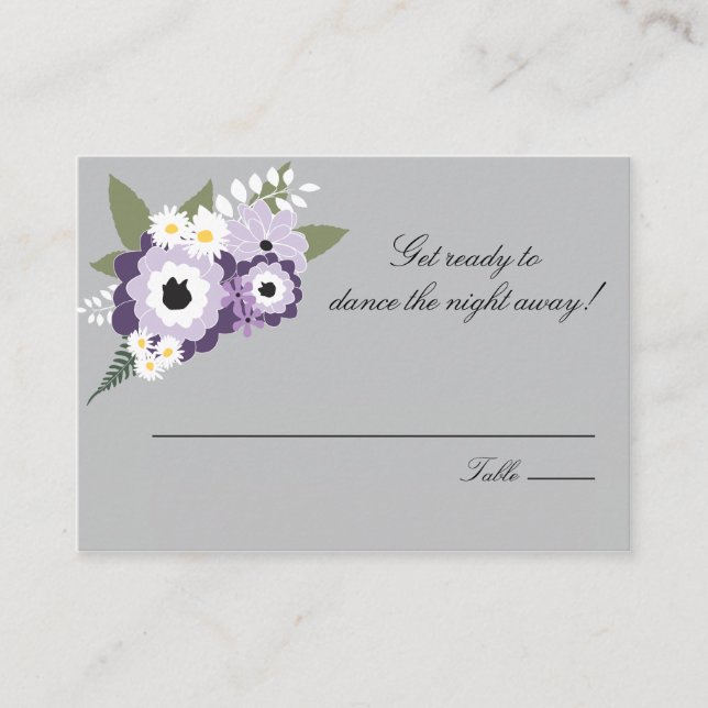 Placement Floral pourpre | Carte de siège d'escorte (Devant)