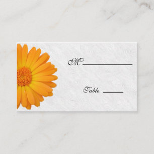 Placement Gerbera Daisy Orange blanc Carte de lieu pour l'oc