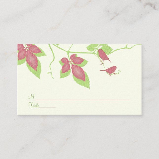 Placement Green Rose Birds Vines Occasion spéciale Carte de  (Devant)