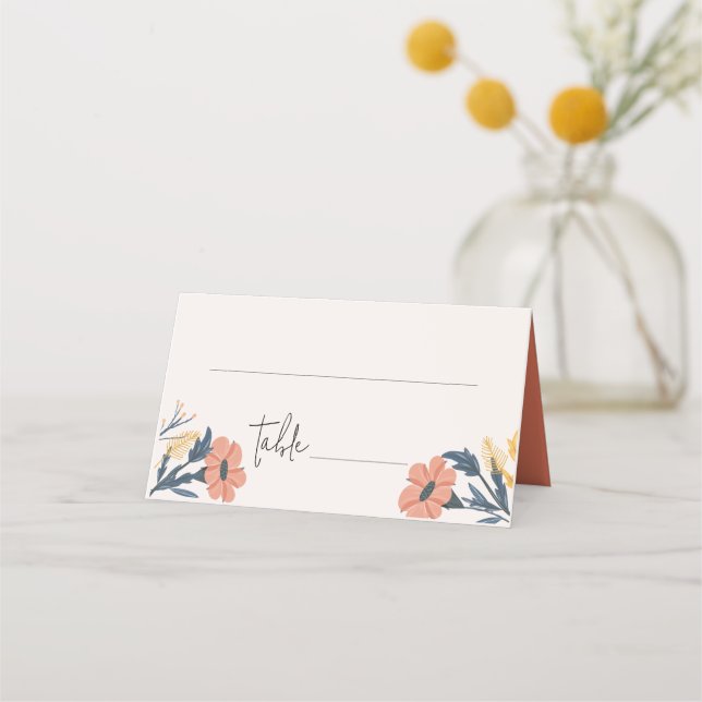 Placement Joyeuse Faire-part de mariage Floral Carte Place (Devant)