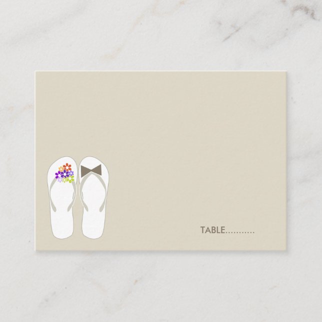 Placement M. & Mme Flip Flops Carte de Table Mariage sur la  (Devant)