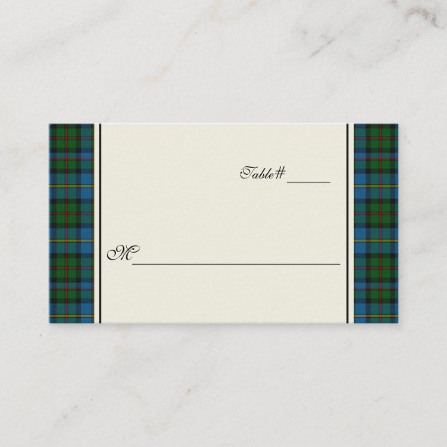 Placement MacLeod Plaid Mariage Réception Carte de lieu (Devant)