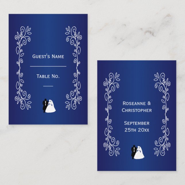 Placement Mariage Carte de réglage Royal Blue Bride Salle (Devant / Derrière)
