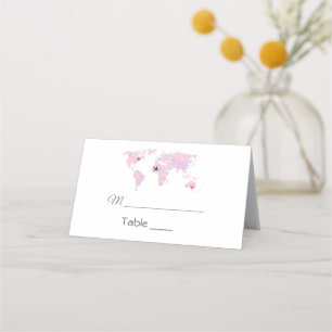 Placement Mariage Carte du monde de l'aquarelle de voyage pe