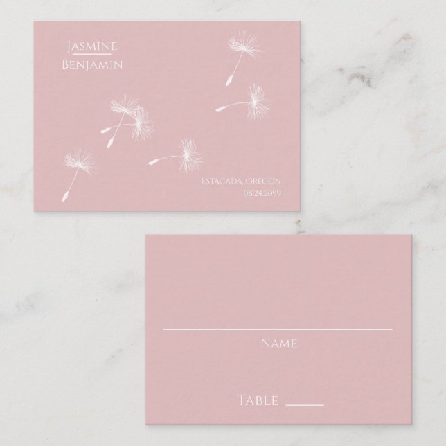 Placement Mariage de Dandelion Whimsical Place / Carte d'esc (Devant / Derrière)