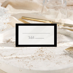 Placement Mariage de script moderne noir plié Carte Place