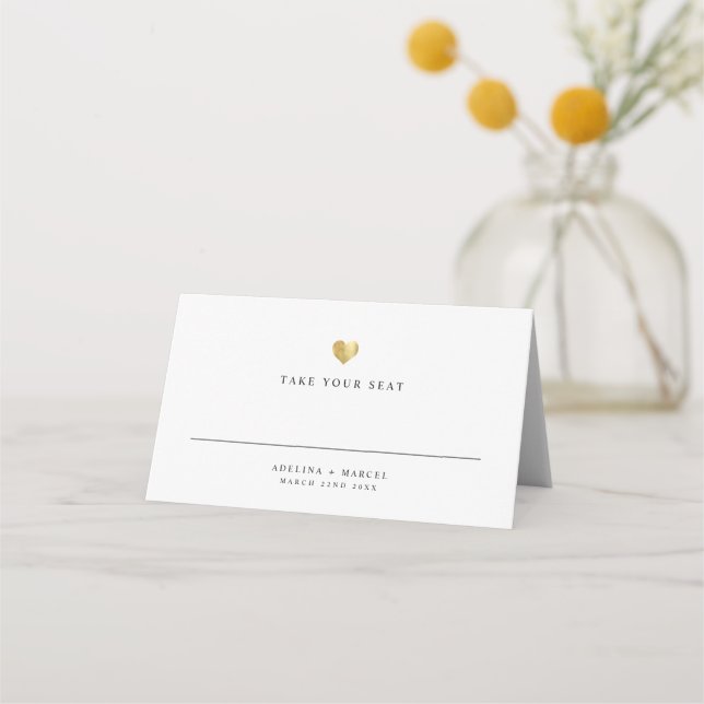 Placement Mariage de table Elegant Or moderne Carte Place (Devant)