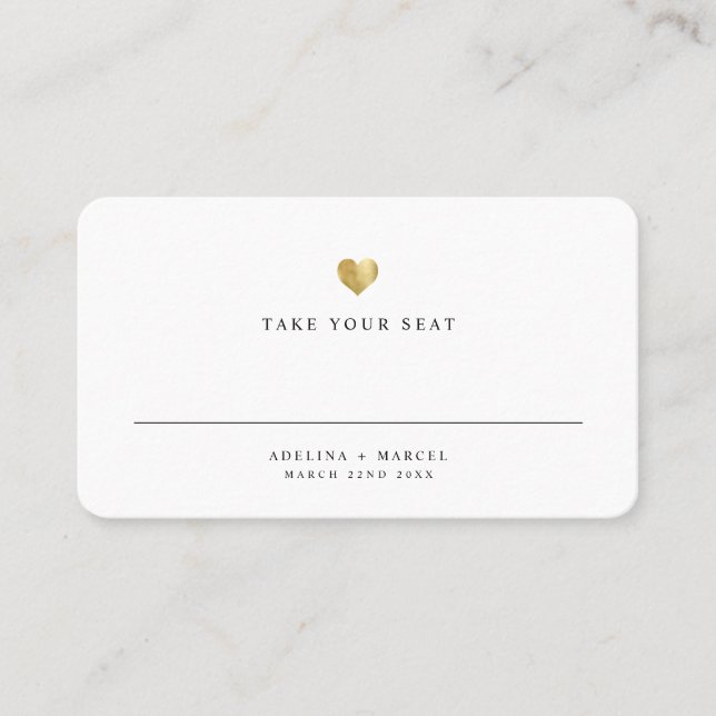 Placement Mariage de table Elegant Or moderne Carte Place (Devant)