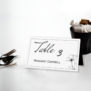 Placement Mariage noir et blanc Numéro de table Carte de lie