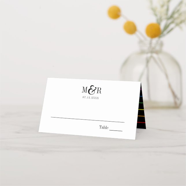 Placement Mariage Rainbow Pinstripe Pride | Carte de place (Devant)