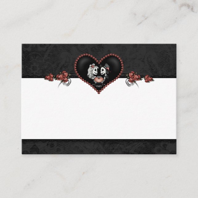 Placement Mariage Skeleton Black Grey Heart BLANK Carte de l (Devant)