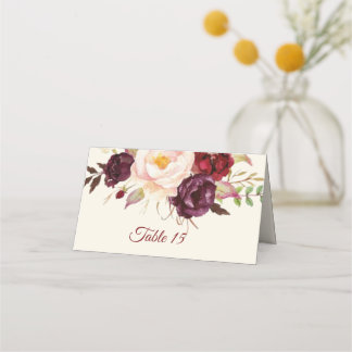 Placement Marsala Burgandy Carte Numéro de la table