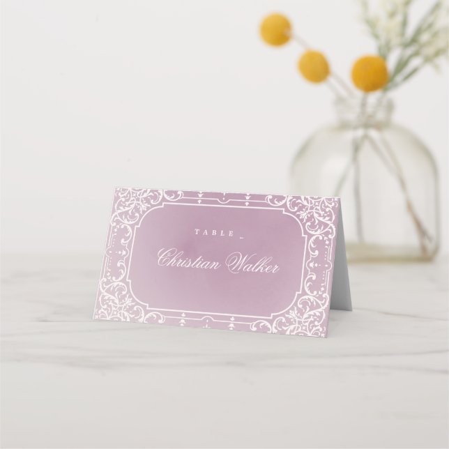 Placement Mauve élégante romantique carte de lieu de mariage (Devant)