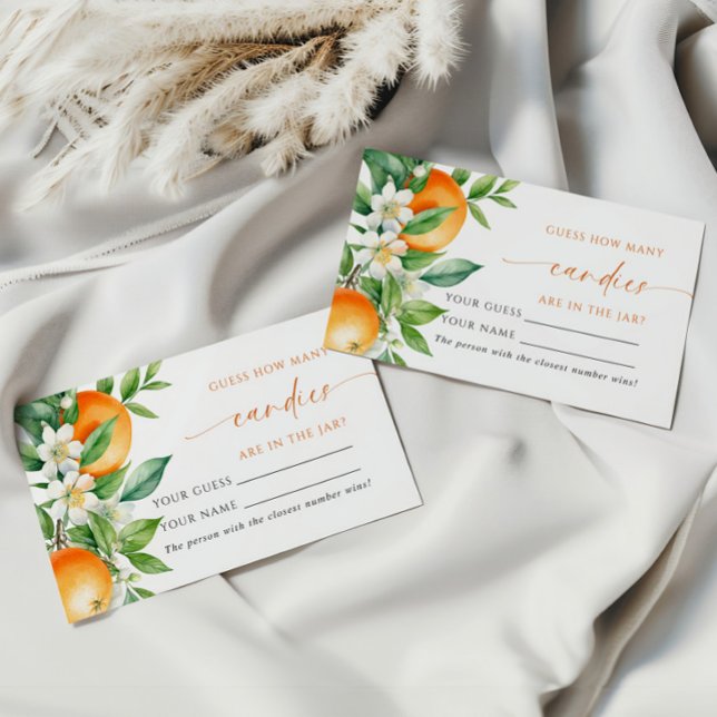 Placement Orange Floral Combien de bonbons Douche Carte de j (Créateur téléchargé)