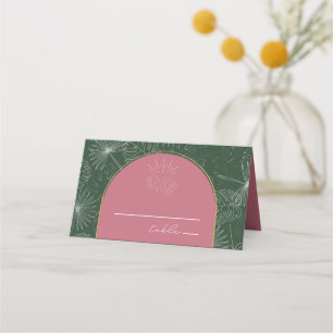 Placement Palm Feuille & Green Beach Wedding Carte de lieu d