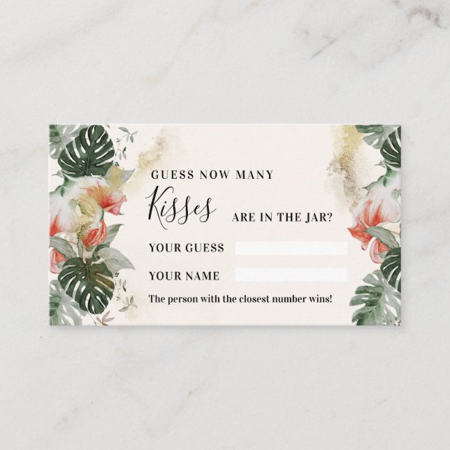 Placement Palme tropicale | Combien de baisers Douche Carte  (Devant)