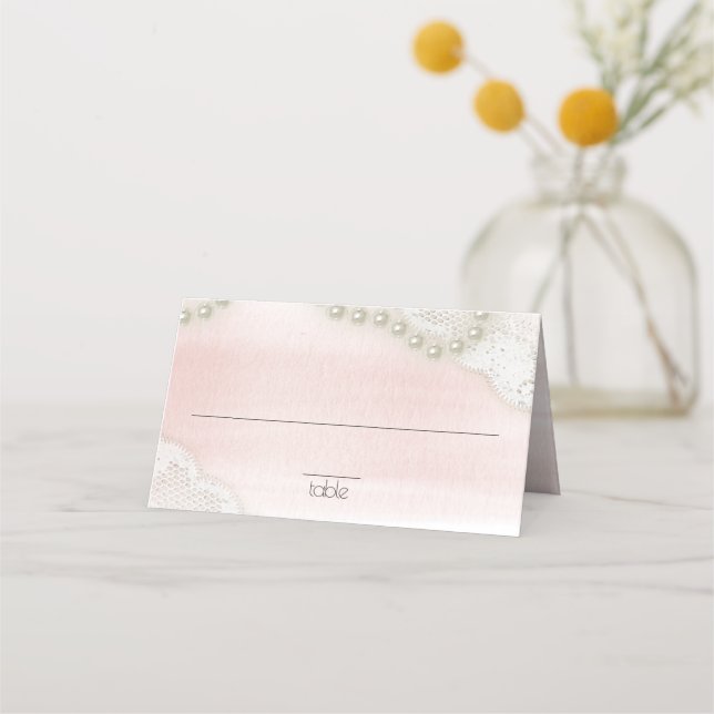 Placement Perles et dentelle blanc carte de siège (Devant)