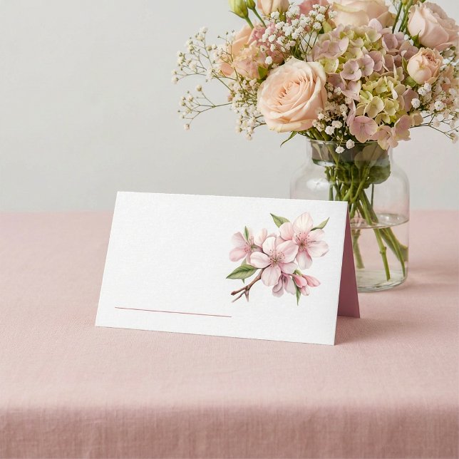 Placement Pink joli cerisier fleuri nom de table carte place (Delicate floral table name place card features a soft pink blossom design.)