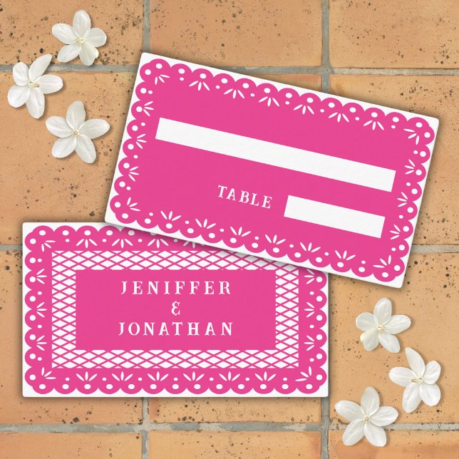 Placement PINK MEXICAN PAPEL PICADO carte de place (Créateur téléchargé)