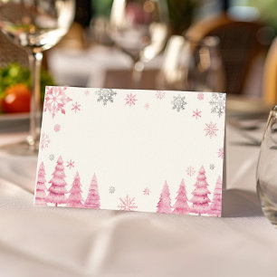 Placement Pink Snowflake Noël Anniversaire Carte de lieu