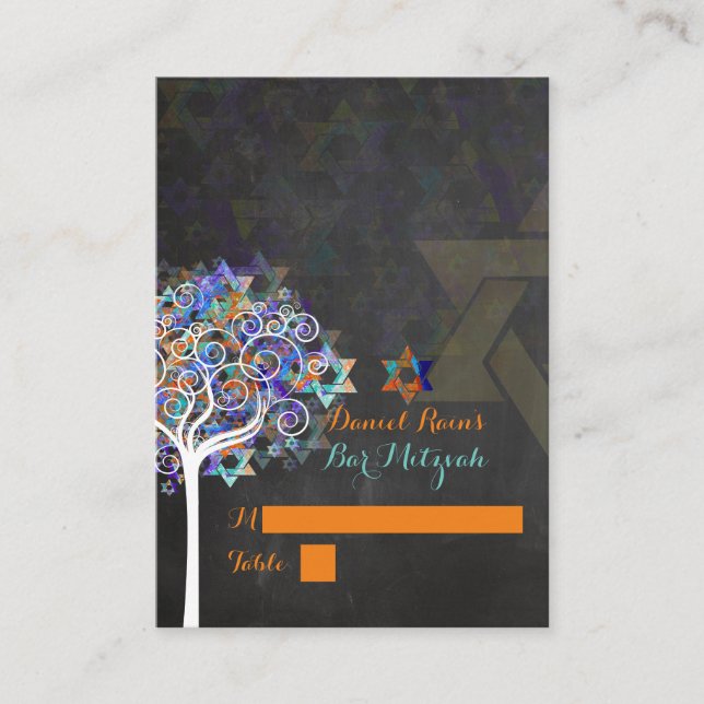 Placement PixDezines mitzvah carte de place/arbre de vie (Devant)