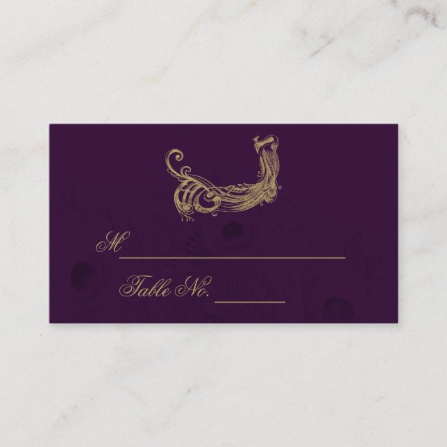 Placement Regard de paon en Mariage violet carte de place (Devant)
