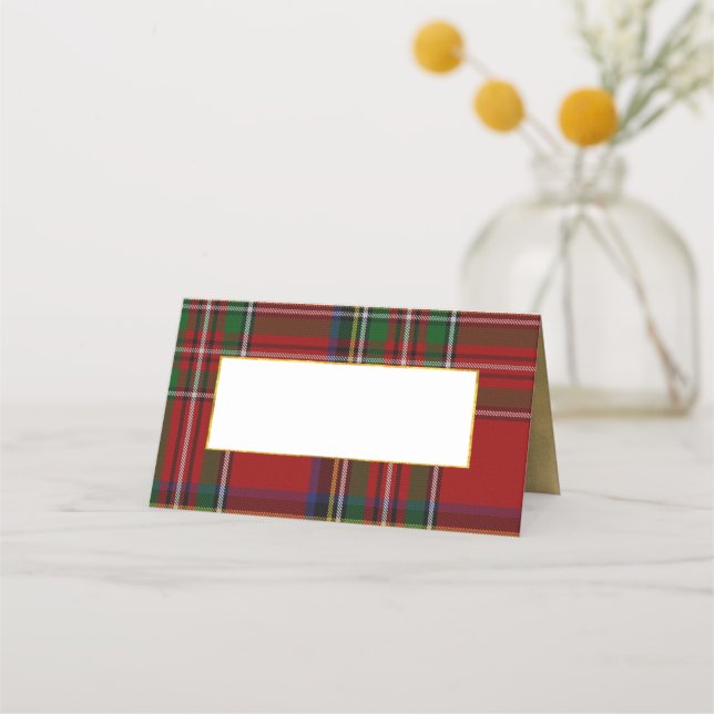 Placement Royal Stewart Plaid Mariage plié carte de place (Devant)
