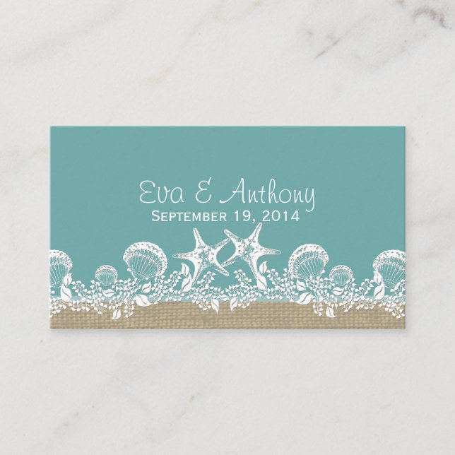 Placement Sea Garland Beach Mariage Carte de lieu (Devant)