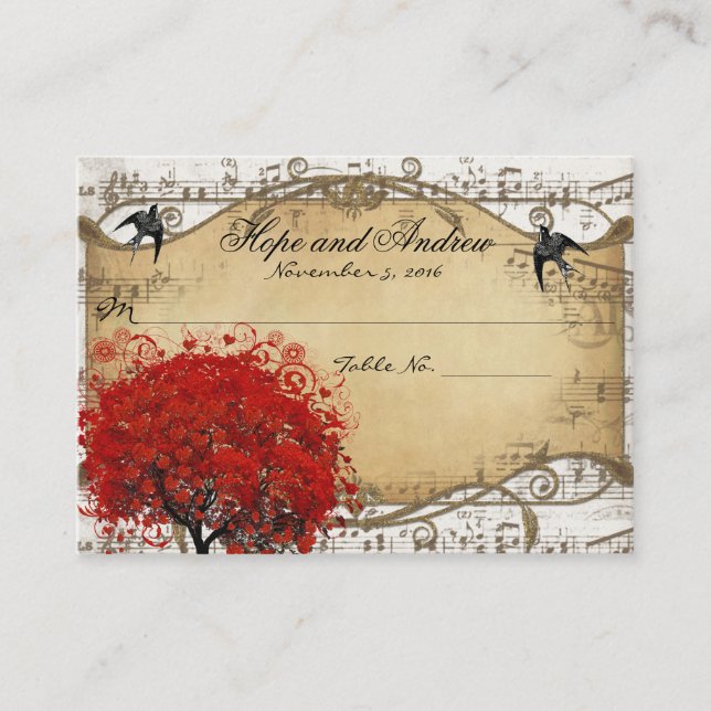Placement Sélection de carte de menu à feuille de coeur roug (Devant)