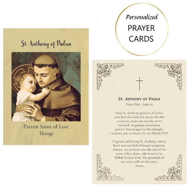 Placement St. Antoine de Padoue, Saint Patron, Carte de Priè (Créateur téléchargé)