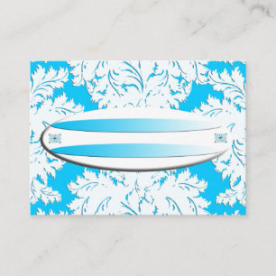 Placement Surf UP Blue Damask Nom Carte de lieu
