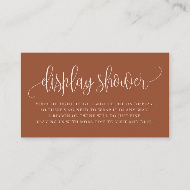 Placement Terracotta Joli Script Display Carte de douche (Devant)