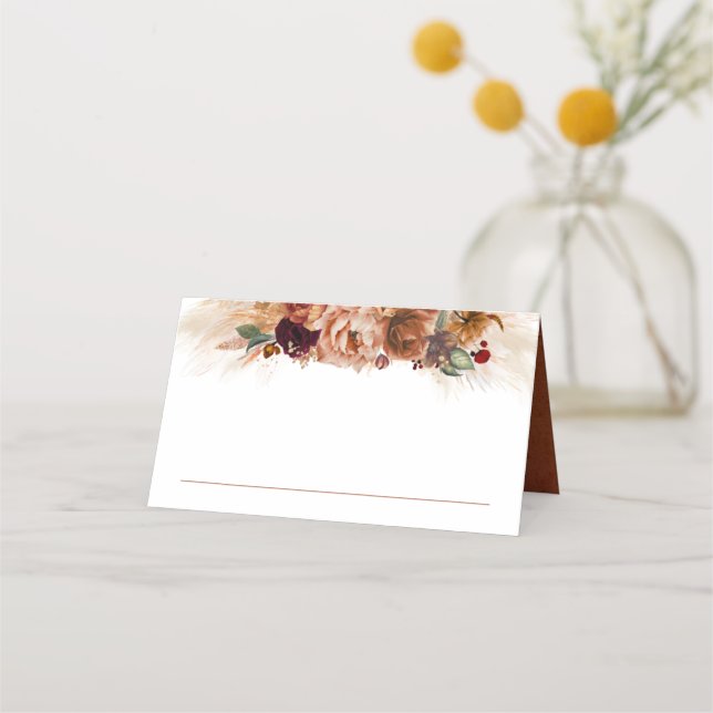 Placement Terracotta Pampas Grass Mariage Carte de Place (Devant)