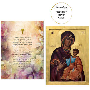 Placement Theotokos et la carte de prière de la grossesse en