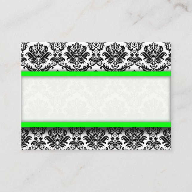 Placement Titulaire de la carte Lime et Black Damask Place (Devant)