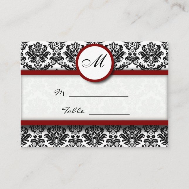 Placement Titulaire de la carte Place Damask Noir et Bourgog (Devant)