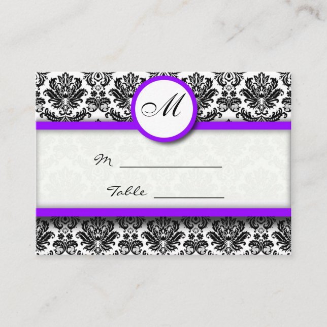 Placement Titulaire de la carte Place Damask violet et noir (Devant)