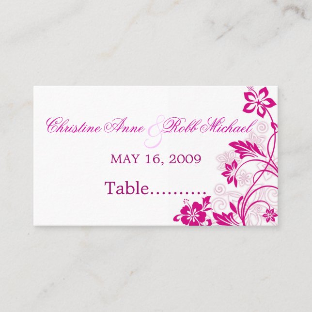 Placement tourbillons d'hibiscus blancs ~ carte de sièges (Devant)